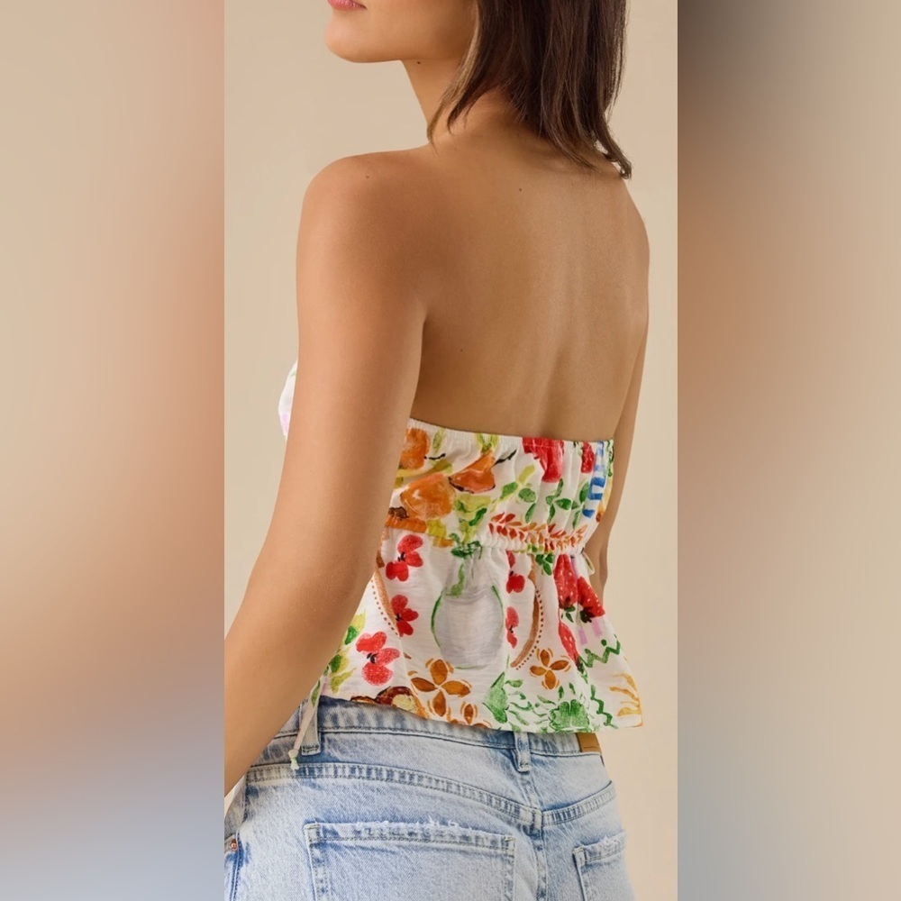 Altar'd State Floral Postcard Print Strapless Tube Top - Picture 3 of 6